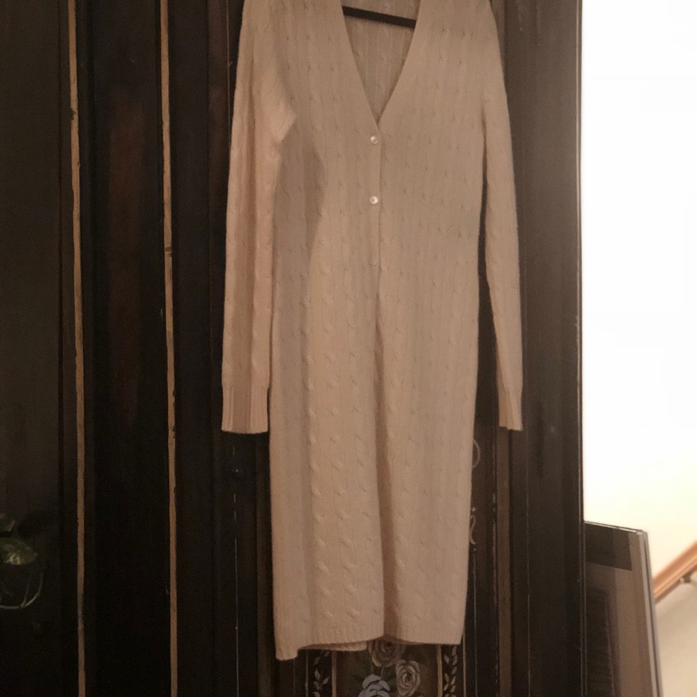 Ralph Lauren 100% Cashmere Long Cable Knit Sweater
